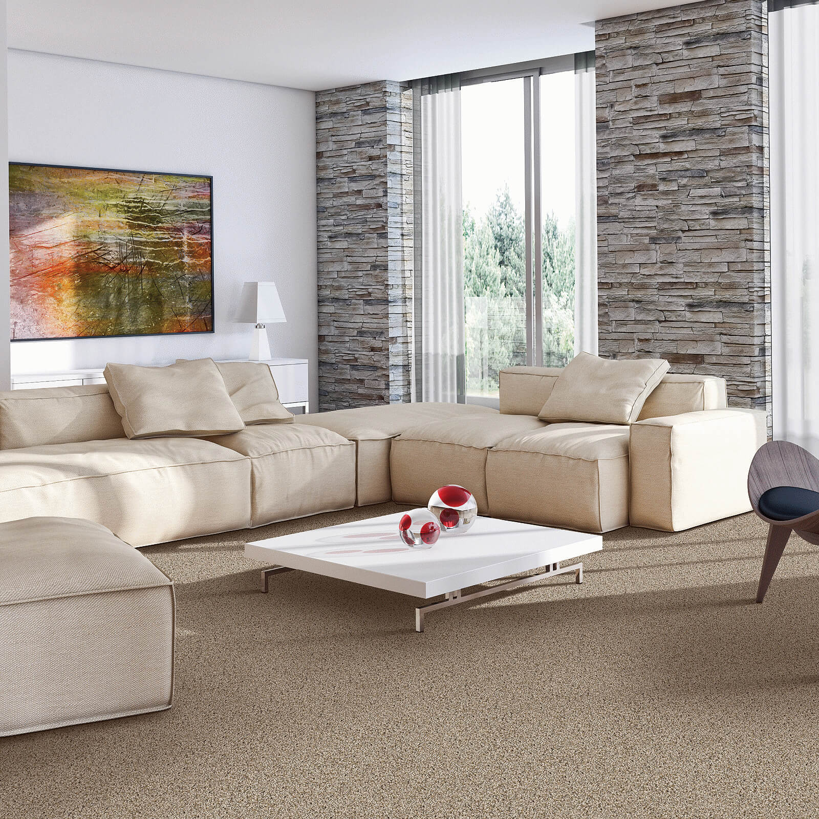 Carpet flooring for lavish living room | Wellston Decorating Center, Inc.